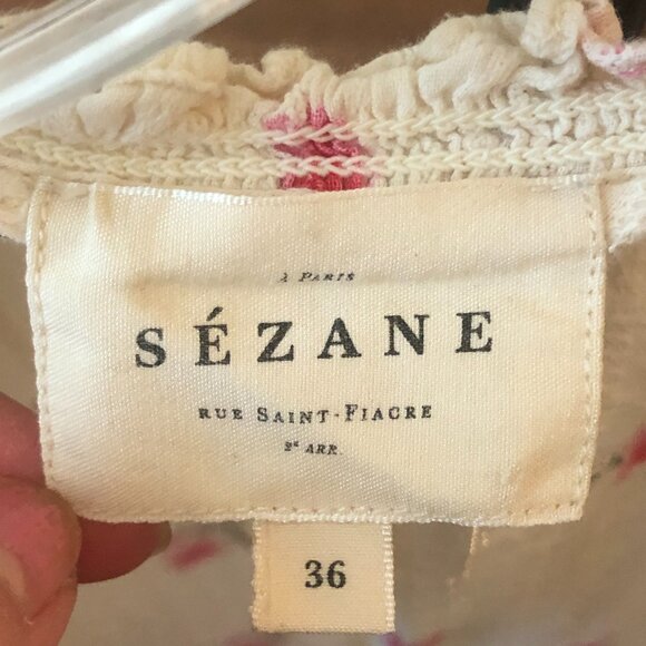 Sezane Pretty Pink Flower Print Top - Picture 2 of 4